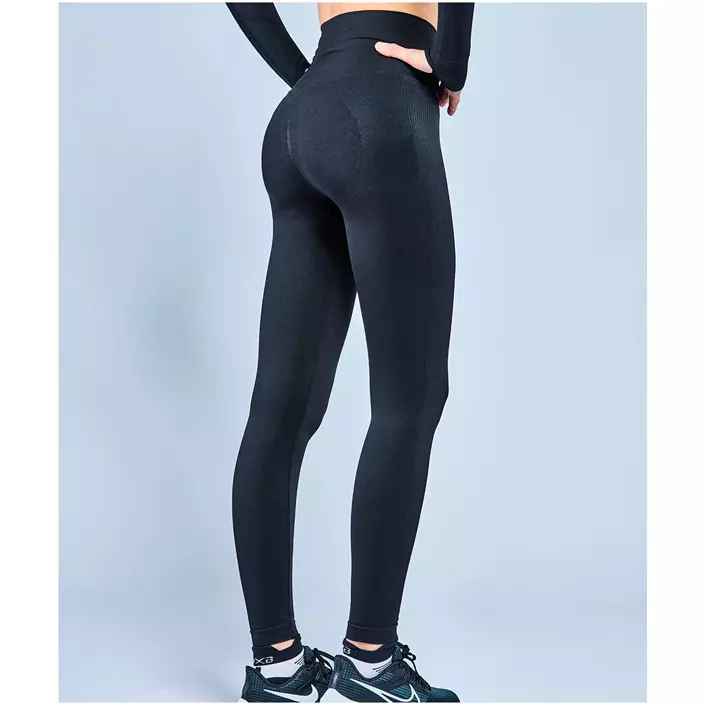 Oxyburn Performance push-up dame tights, Sort, large image number 2