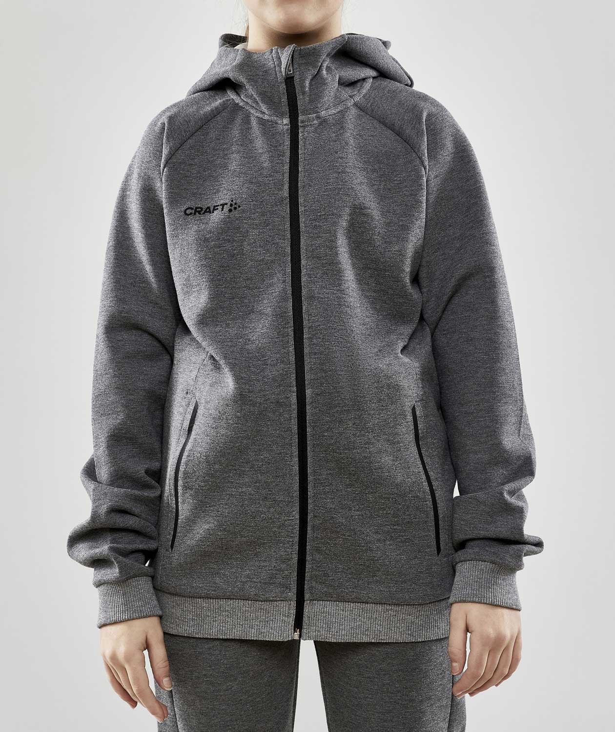 Craft Core Soul Full Zip h&aelig;ttetr&oslash;je til b&oslash;rn, M&oslash;rkegr&aring; Melange, large image number 1