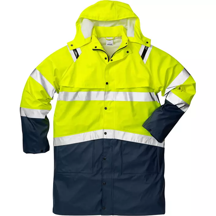 Fristads raincoat 4634, Hi-Vis yellow/marine, large image number 0