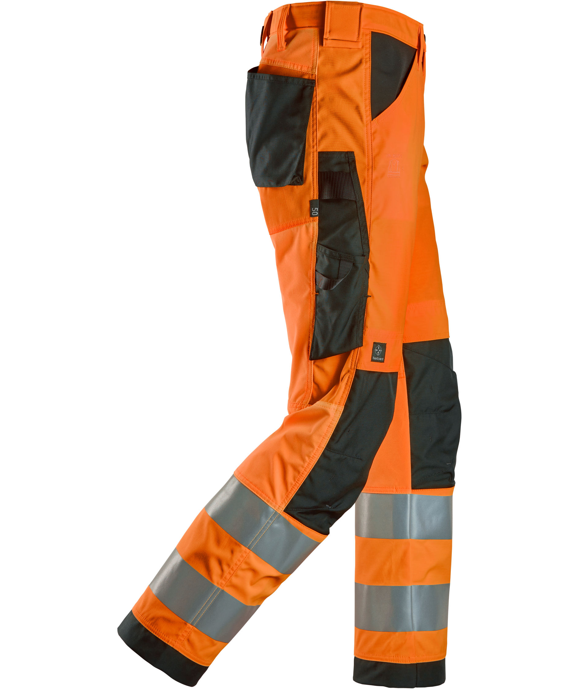 Snickers arbejdsbukser 6338, Hi-Vis Orange/Sort, large image number 2