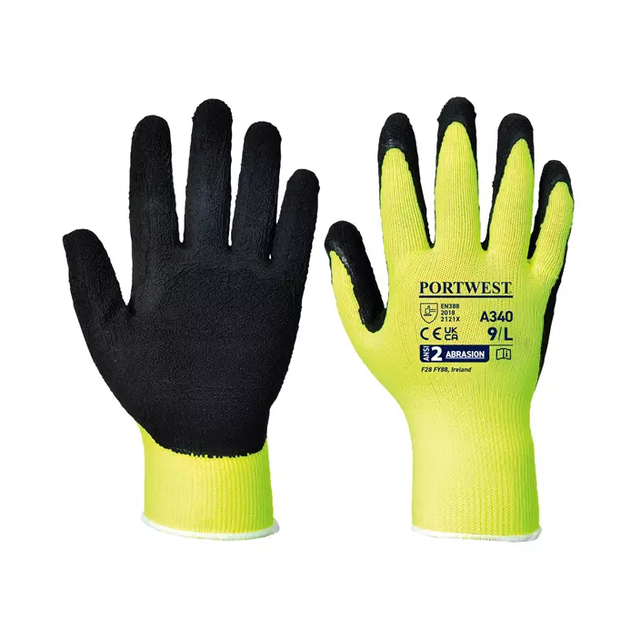 Portwest A340 Grip work gloves, Yellow/Black, large image number 0