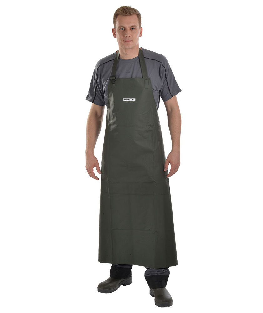 Ocean Menton PVC bib apron, Olive Green