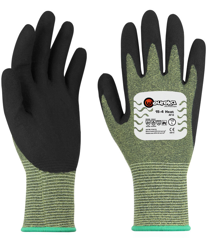 Eureka FR ARC 6 flame-retardant cut resistant gloves, Black/Green, Black/Green, large image number 0