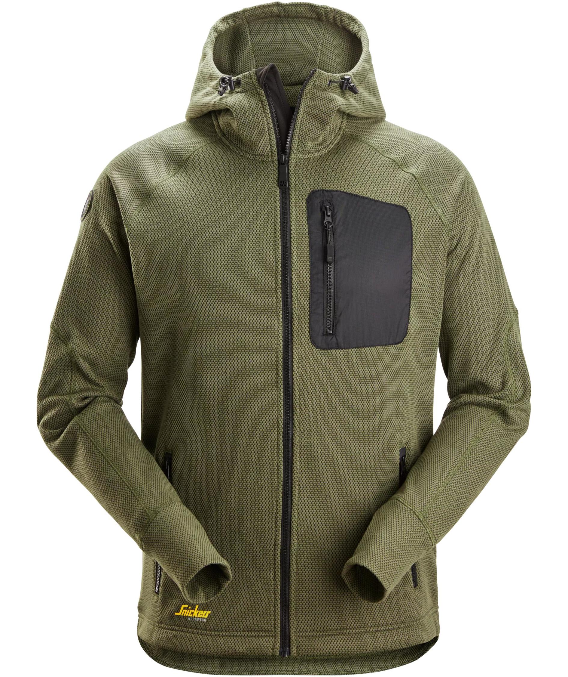 Snickers FlexiWork fleecehoodie 8041, Khaki Green/Black
