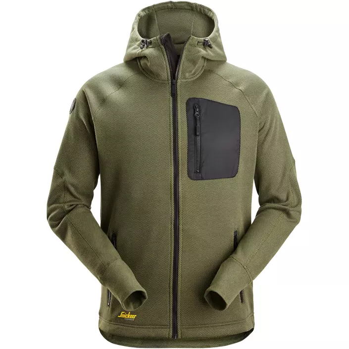 Snickers FlexiWork Fleece Kapuzensweatshirt 8041, Khaki Green/Black, large image number 0