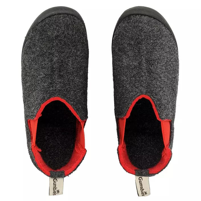 Gumbies Brumby Slipper Boot tofflor, Charcoal/Red, large image number 3