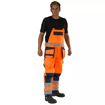 Ocean Medusa craftsman bib and brace trousers, Hi-vis Orange/Marine