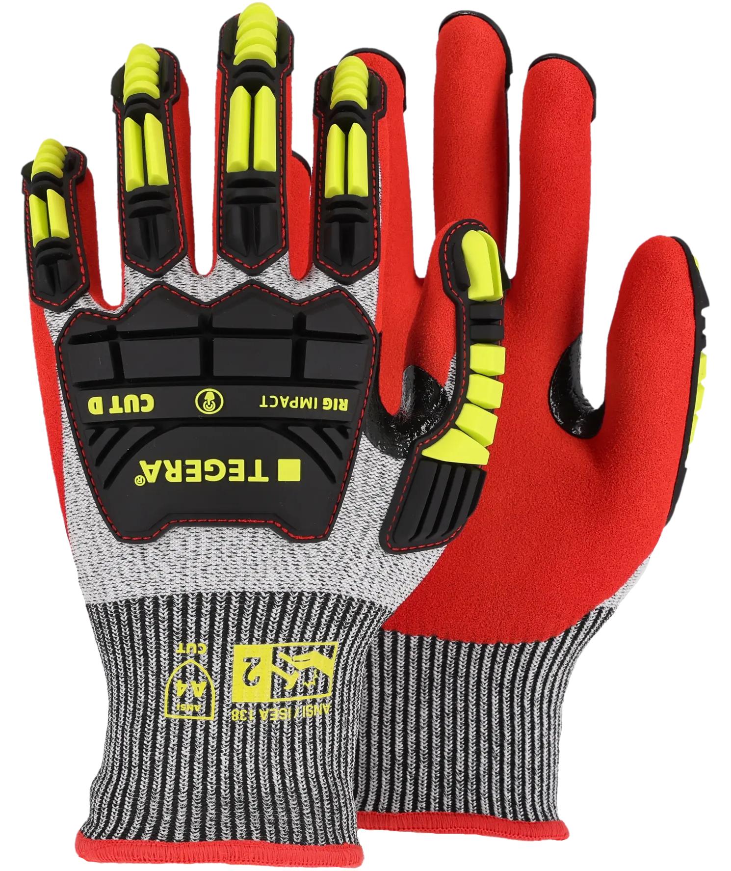 Tegera 422 Rig Impact cut resistant gloves Cut D, Black/Red, large image number 4