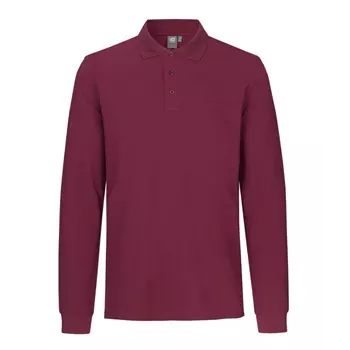 ID long-sleeved polo shirt with stretch, Bordeaux