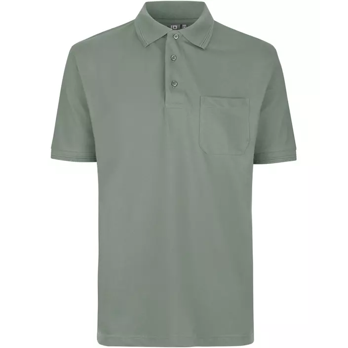 ID PRO Wear Polo T-shirt med brystlomme, Støvet grøn, large image number 0
