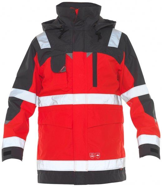 Engel parka shell jacket, Hi-vis red/grey
