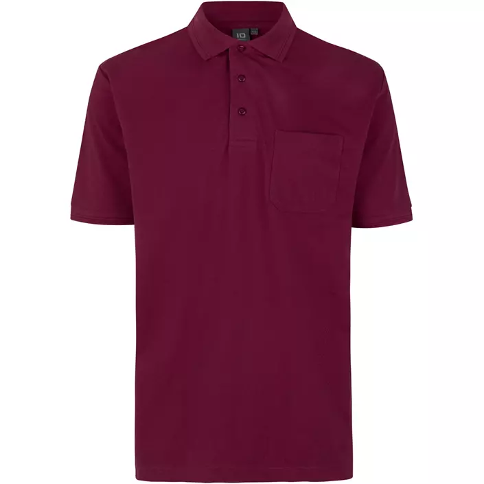 ID PRO Wear Polo T-skjorte med brystlomme, Bordeaux, large image number 0