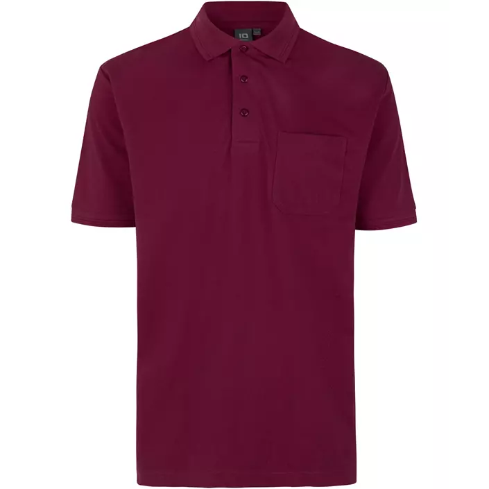 ID PRO Wear Polo T-shirt med brystlomme, Bordeaux, large image number 0
