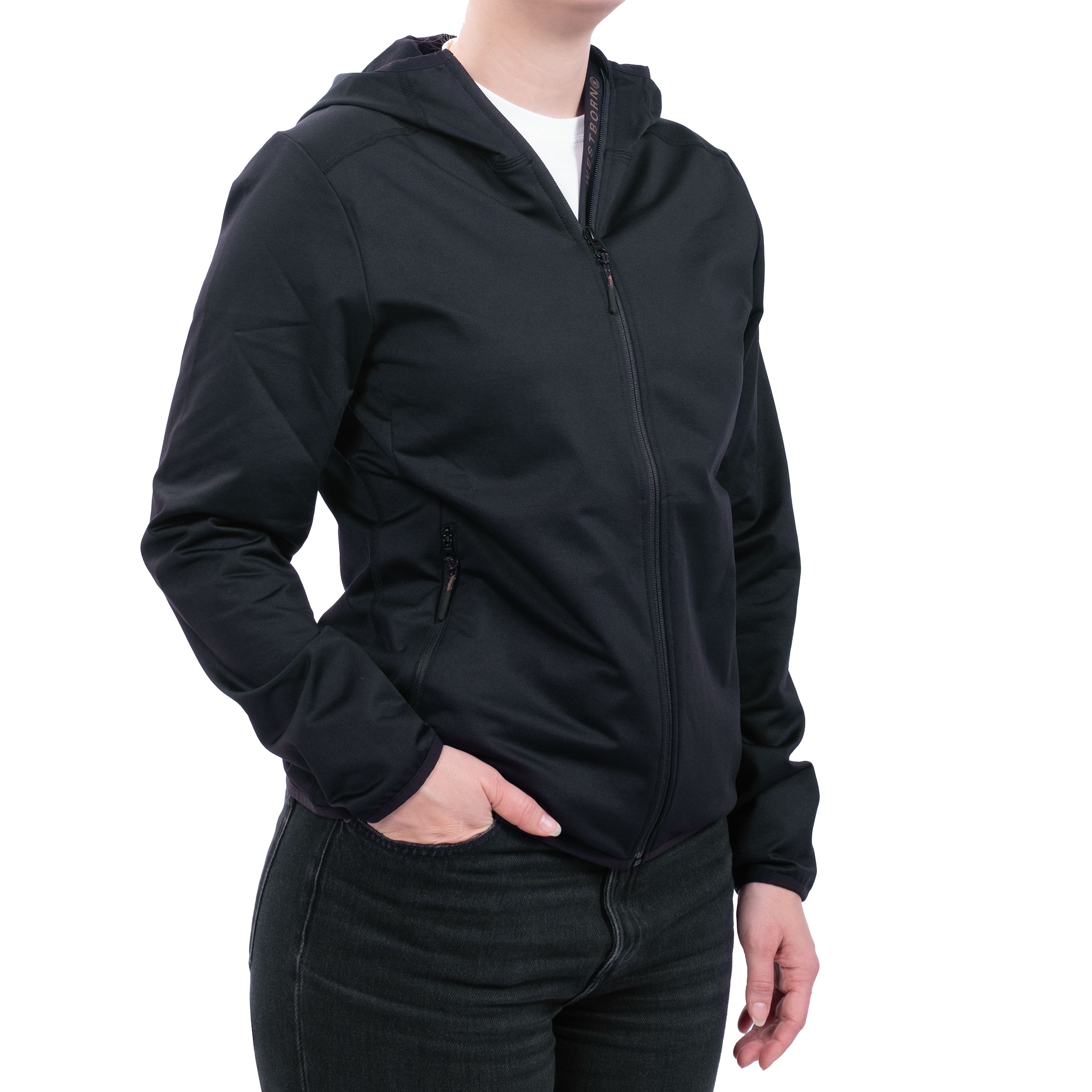Westborn hoodie med dragkedja dam, Black