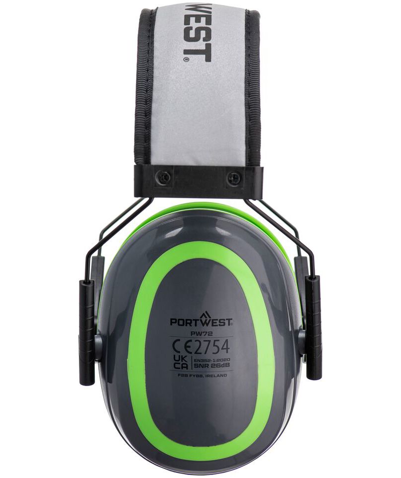 Portwest PW72 HV Extreme ear defenders, Grey/Green