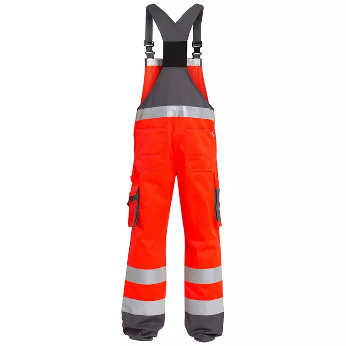 Engel work bib and brace trousers, Hi-vis red/grey, large image number 1