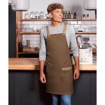 Karlowsky bib apron with pocket, Urban-look, Cinnamon