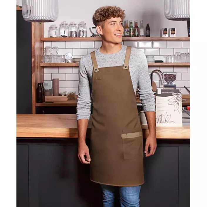 Karlowsky bib apron with pocket, Urban-look, Cinnamon, Cinnamon, large image number 1