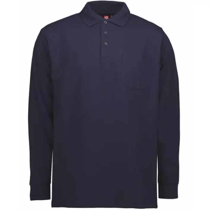 ID PRO Wear Polo shirt with long sleeves, Marine Blue, large image number 1