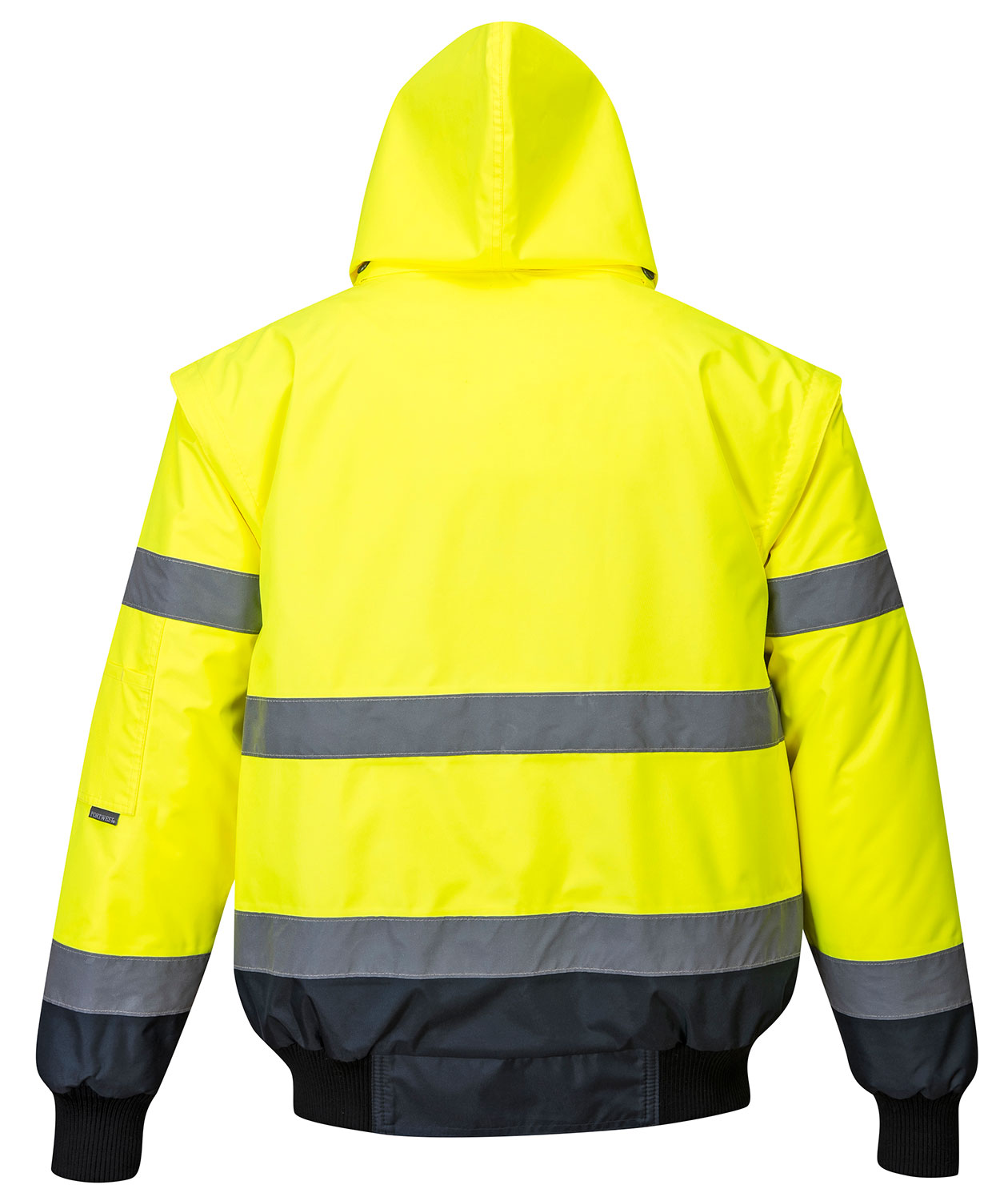 Portwest 3-in-1 pilotjacket with detachable sleeves, Hi-Vis yellow/marine