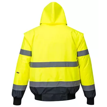 Portwest 3-in-1 pilotjacket with detachable sleeves, Hi-Vis yellow/marine