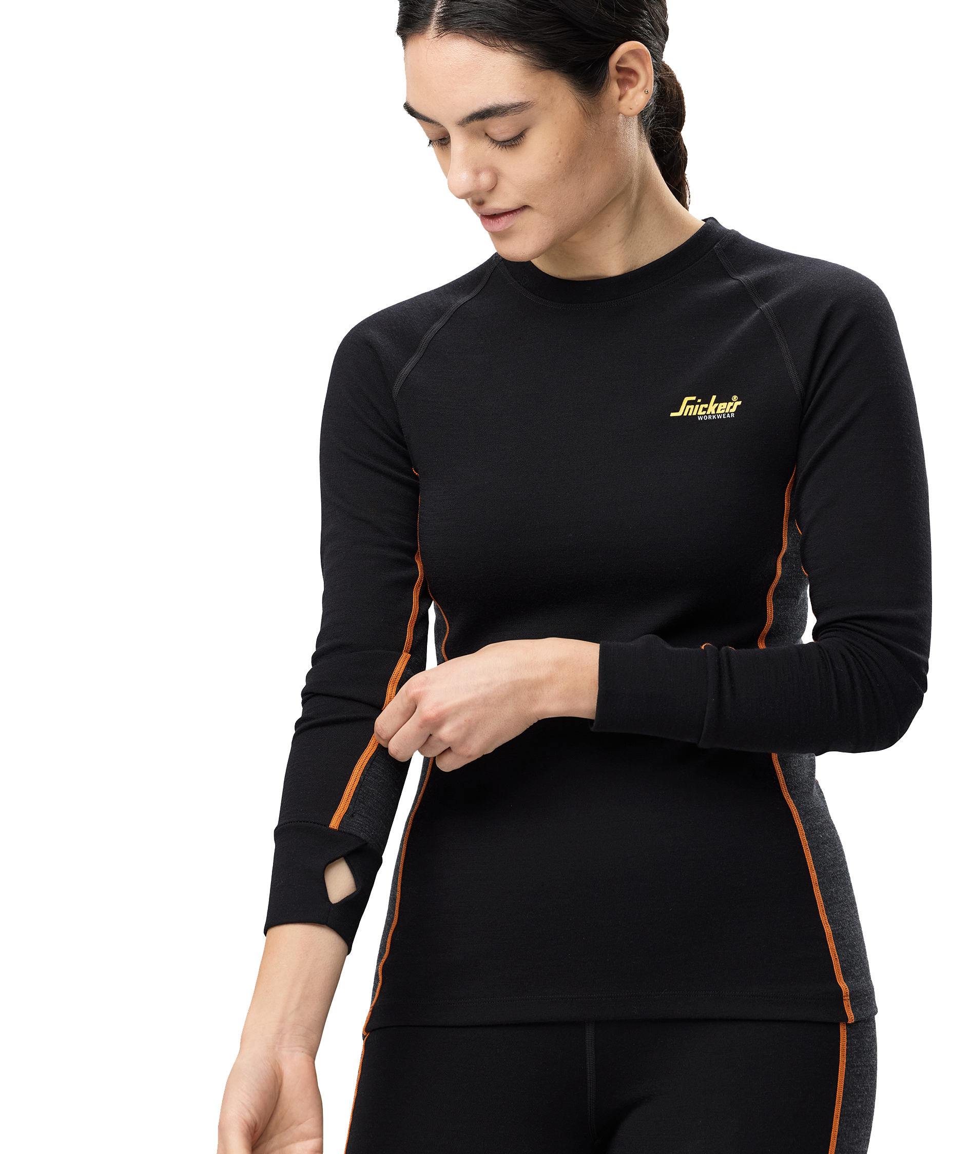 Snickers women's thermal crewneck with merino wool 9470, Black/Anthracite Melange, large image number 5