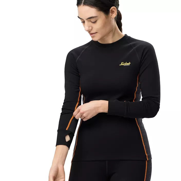 Snickers underställströja med merinoull 9470 dam, Black/Anthracite Melange, large image number 5