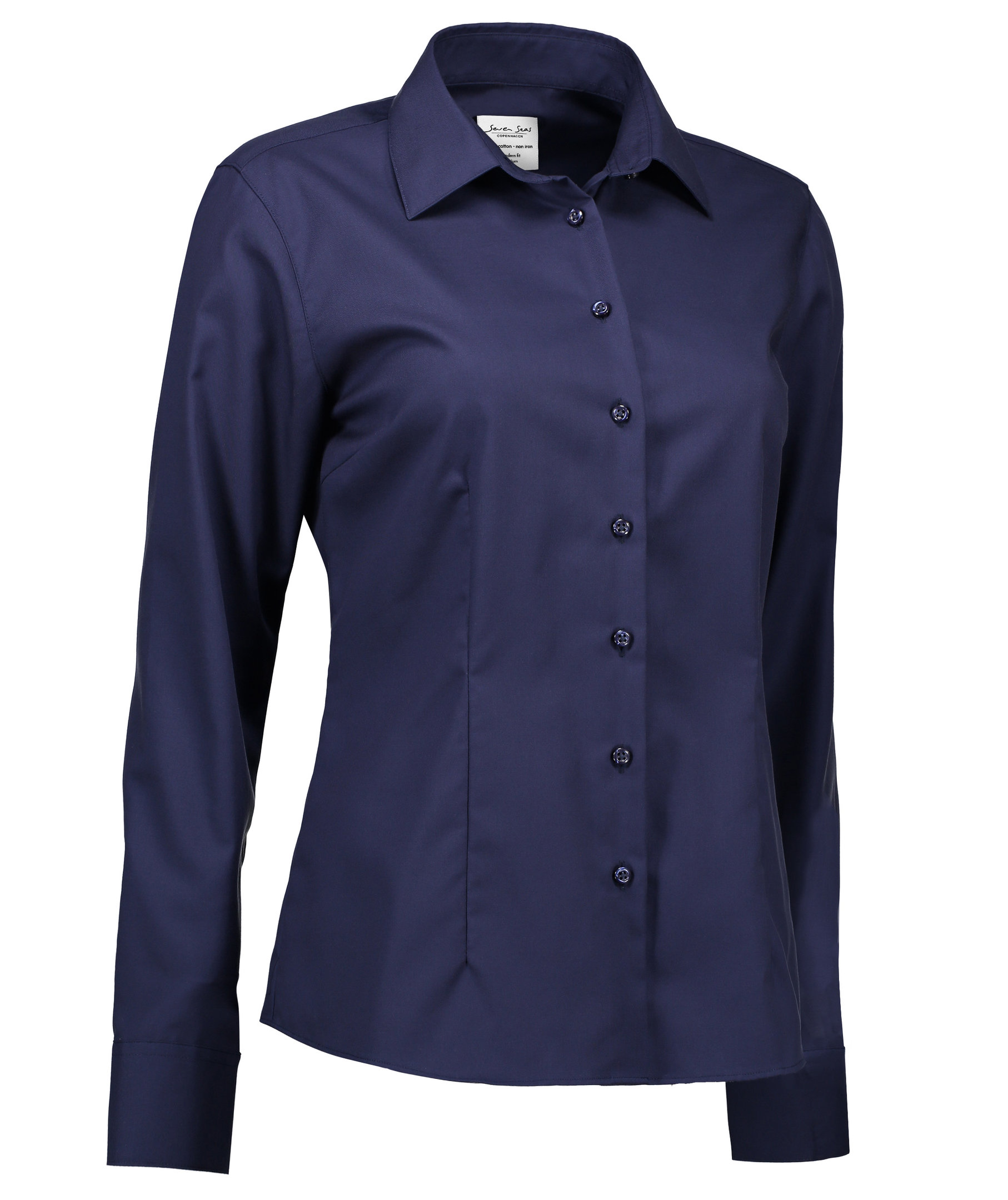 Seven Seas Fine Twill Modern fit skjorta dam, Navy, large image number 3