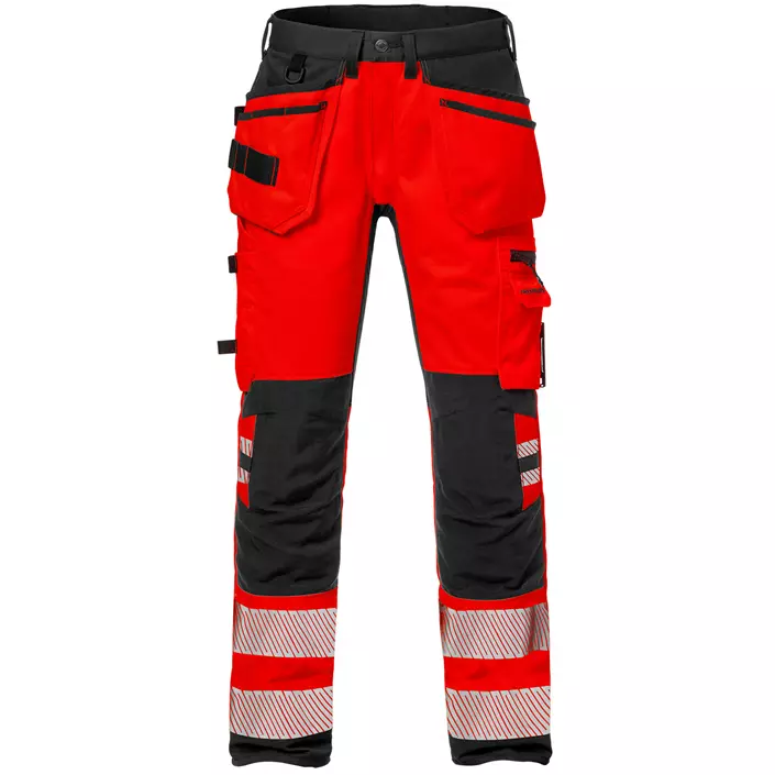 Fristads craftsman trousers 2707 PLU, Hi-vis Red/Black, large image number 0