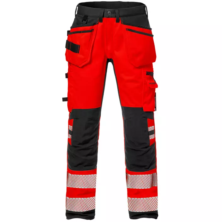 Fristads håndverkerbukse 2707 PLU, Hi-vis Rød/Svart, large image number 0