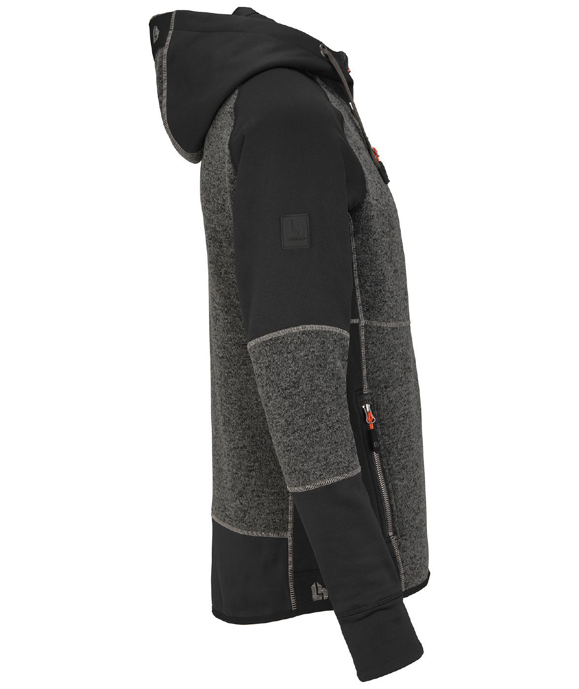 L.Brador Aereo hoodie med dragkedja 6034P, Svart/Gr&aring; melange, large image number 2