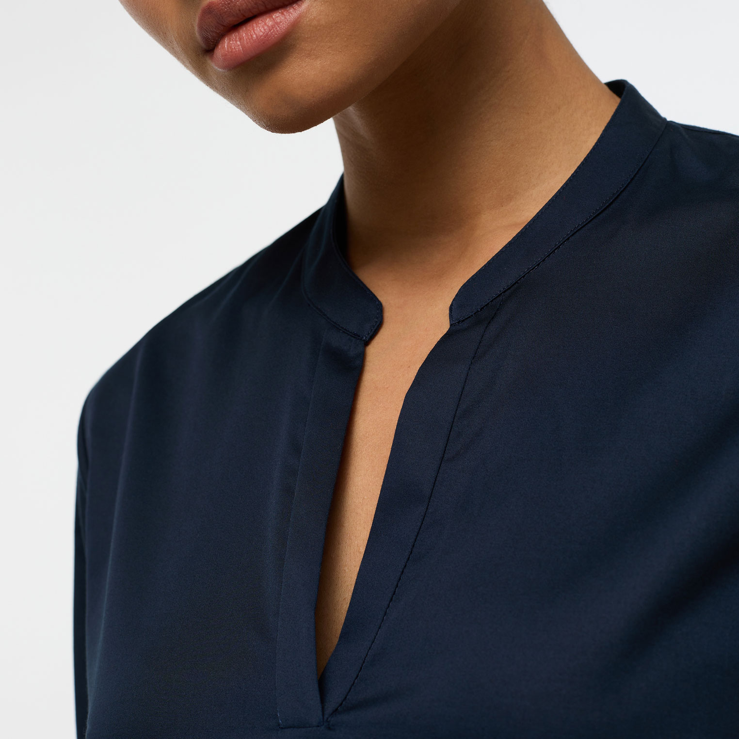 Eterna Satin Loose fit skjorta dam, Navy, large image number 3