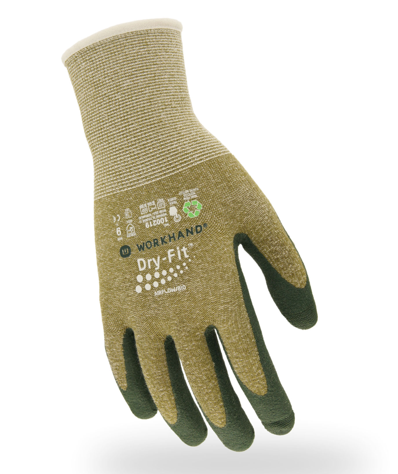 Workhand Dry-Fit Airflow montagehandskar, Khaki/Gr&ouml;n, large image number 2