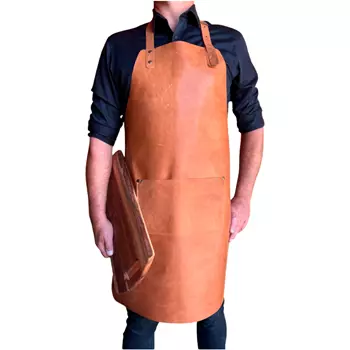 Stuff Design Cuoio leather bib apron, Cognac