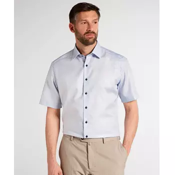 Eterna Modern fit kortærmet strukturskjorte, Blå/Hvid