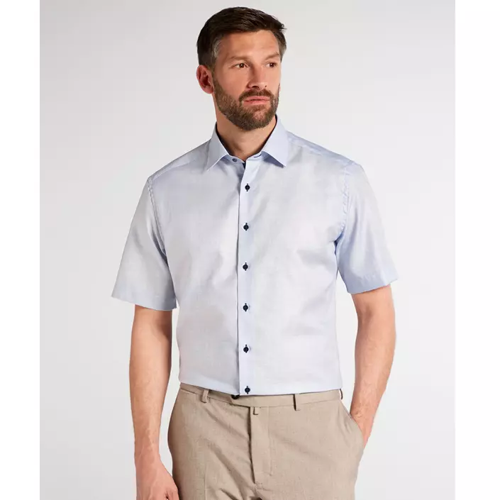 Eterna Modern fit short-sleeved struktur shirt, Blue/White, large image number 1