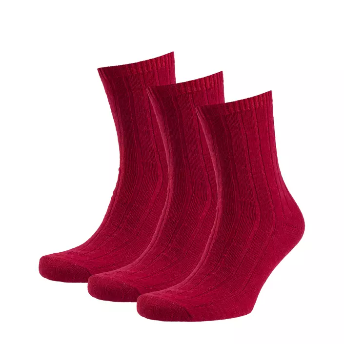3-pak strømper med merinould, Salsa Red, large image number 0