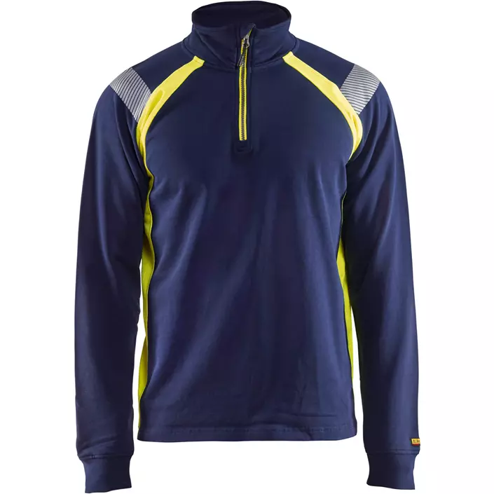 Blåkläder sweatshirt half zip, Marine/Hi-Vis gul, large image number 0
