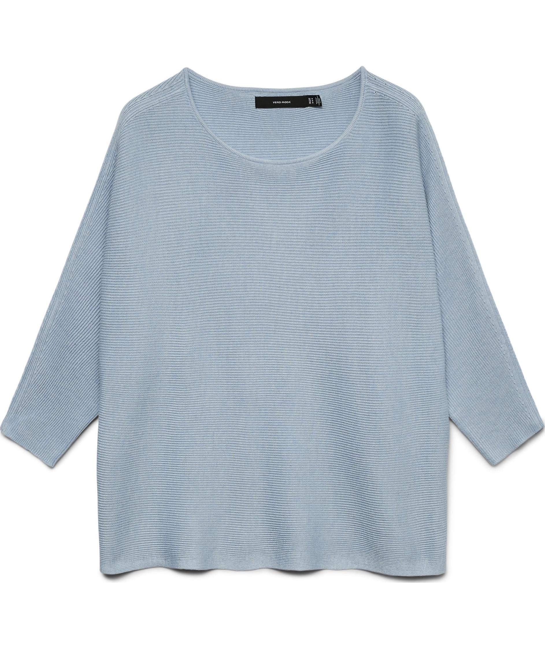 Vero Moda VMNORA 3/4-&Auml;rmel Damen Strickpullover, Cashmere Blue