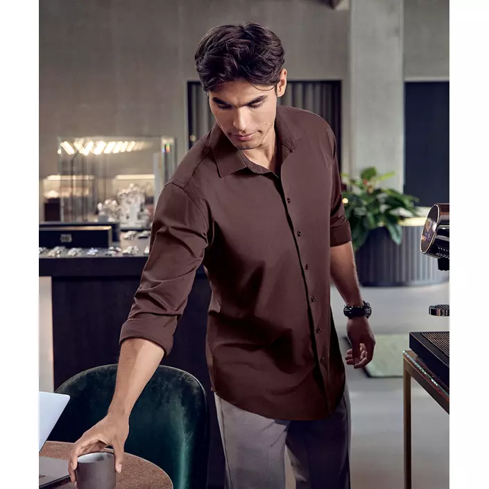 Seven Seas hybrid Slim fit skjorta, Mocca, large image number 5
