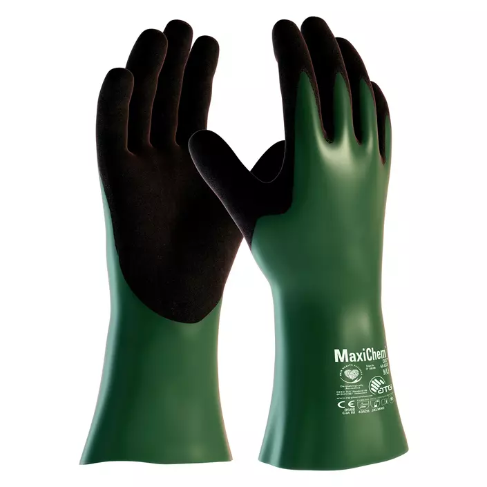 ATG MaxiChem Cut 56-633 chemical protective gloves Cut B, Green/Black, large image number 0