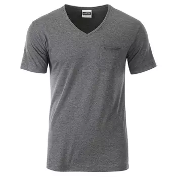 James & Nicholson T-shirt med brystlomme, Black-heather