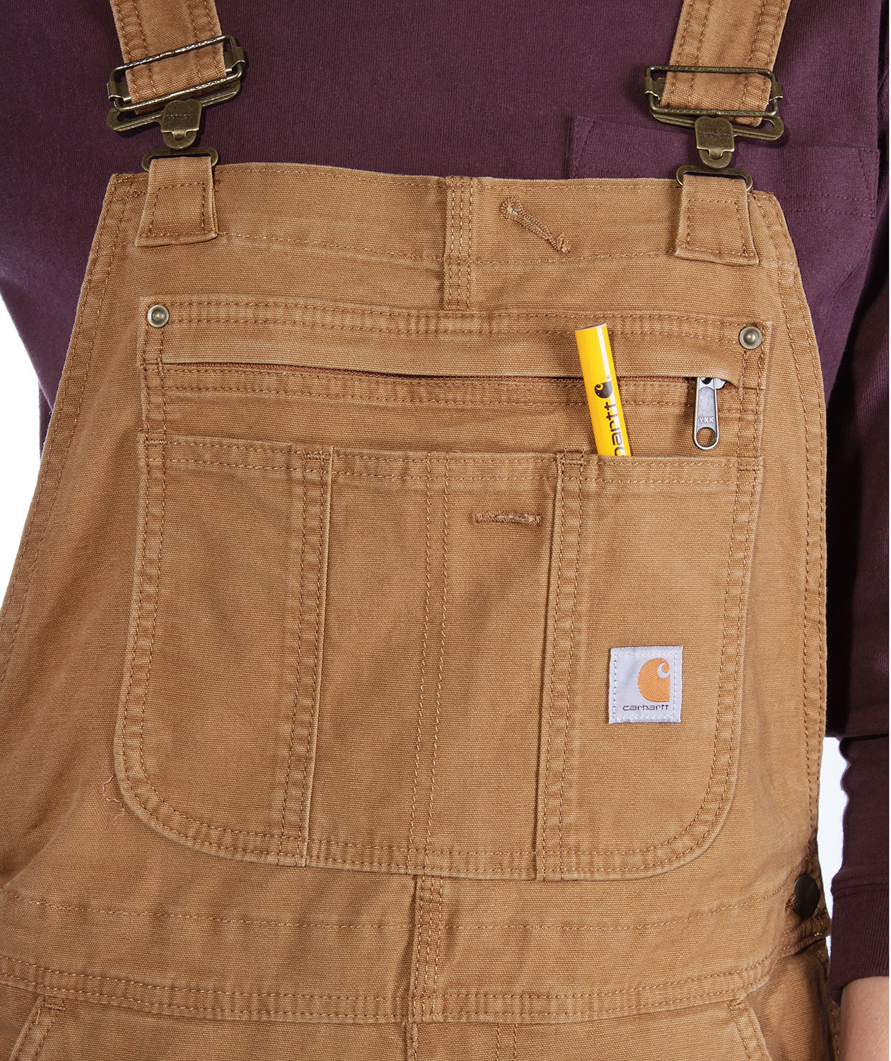 Carhartt Double Front BIB dameoverall, Brun, large image number 4