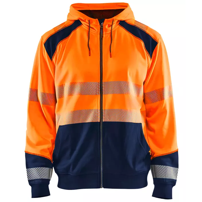 Blåkläder Kapuzensweatshirt mit Reißverschluss, Hi-Vis Orange/Marine, large image number 0