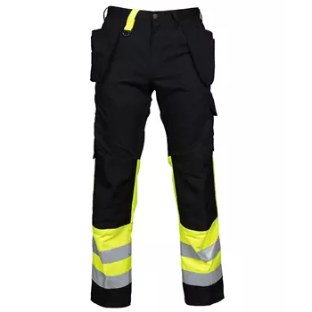 ProJob work trousers 6502, Black/Hi-Vis Yellow