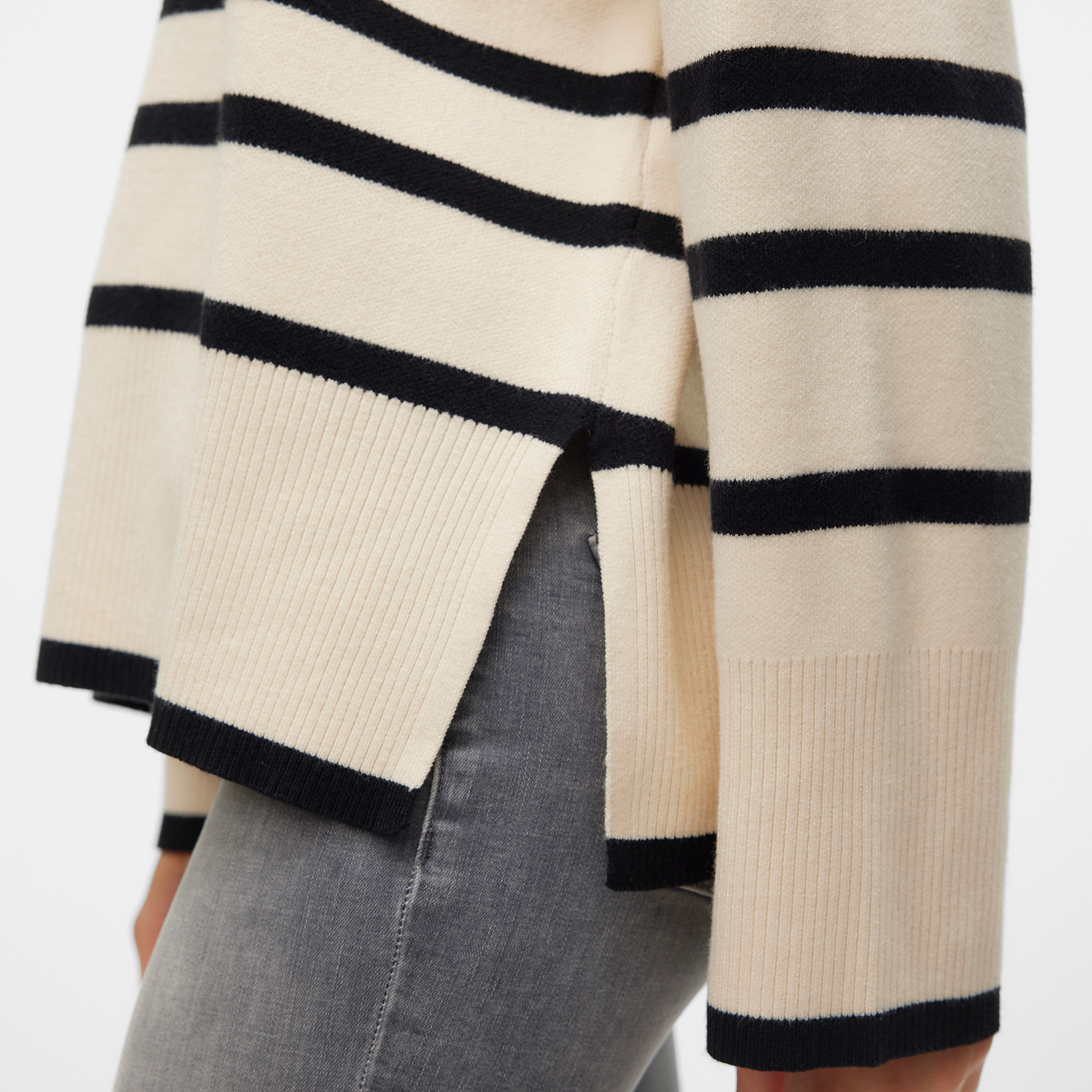 Vero Moda VMSABA stickad tr&ouml;ja, Birch/Black, large image number 4