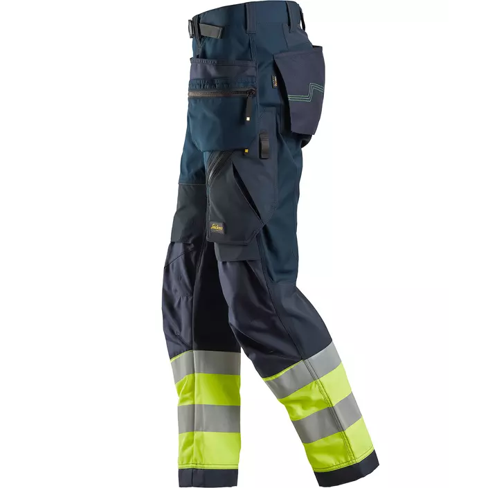 Snickers FlexiWork craftsman trousers 6931, Marine/Hi-Vis yellow, large image number 2