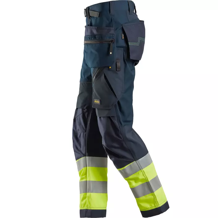 Snickers FlexiWork craftsman trousers 6931, Marine/Hi-Vis yellow, large image number 2