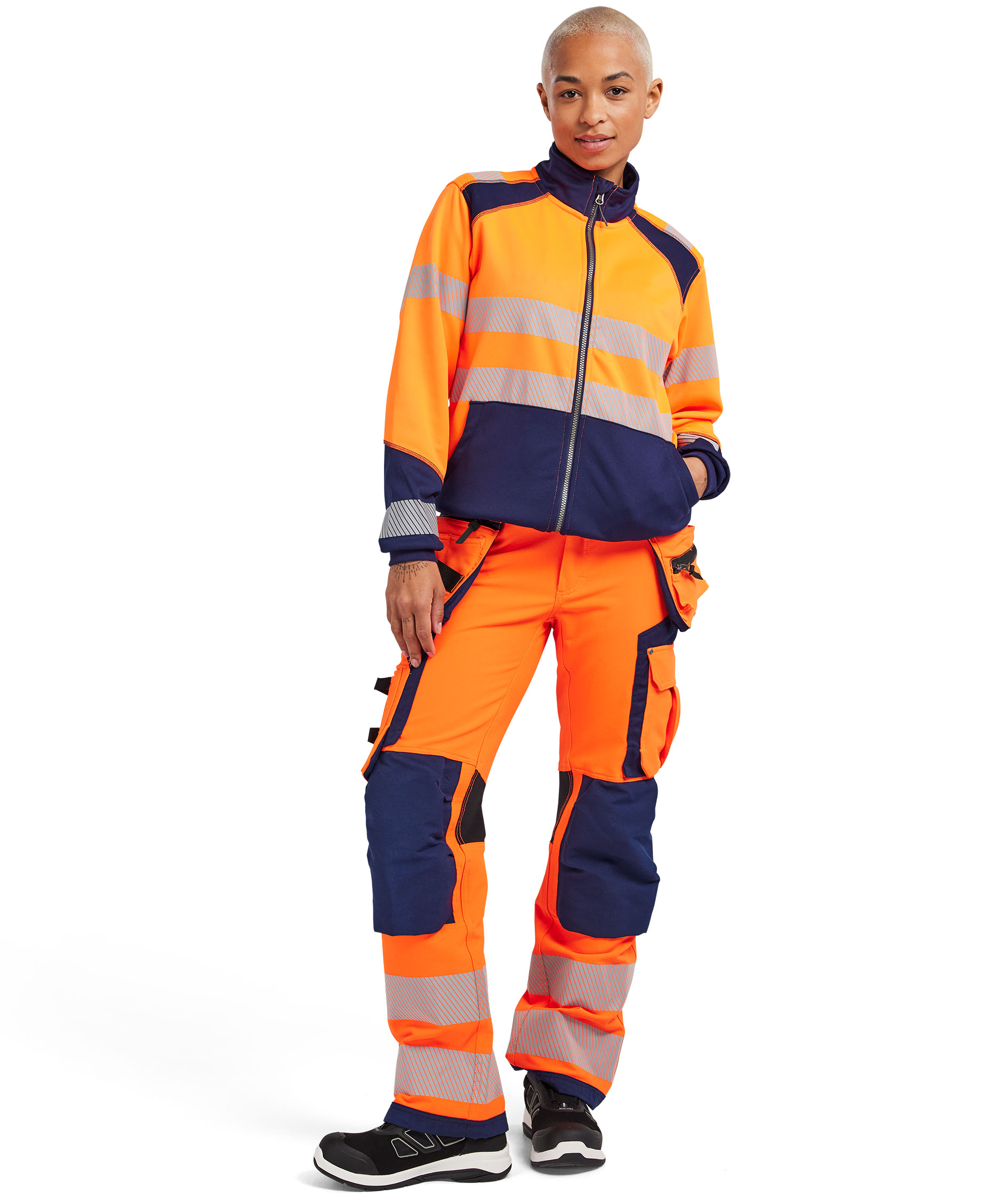 Bl&aring;kl&auml;der dame cardigan, Hi-Vis Orange/Marine