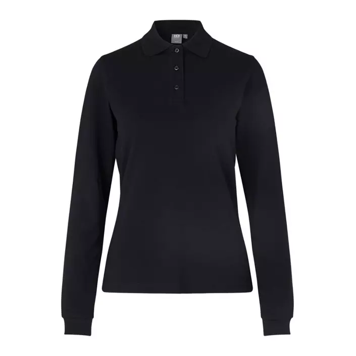 ID long-sleeved women's polo shirt with stretch, Black, large image number 0